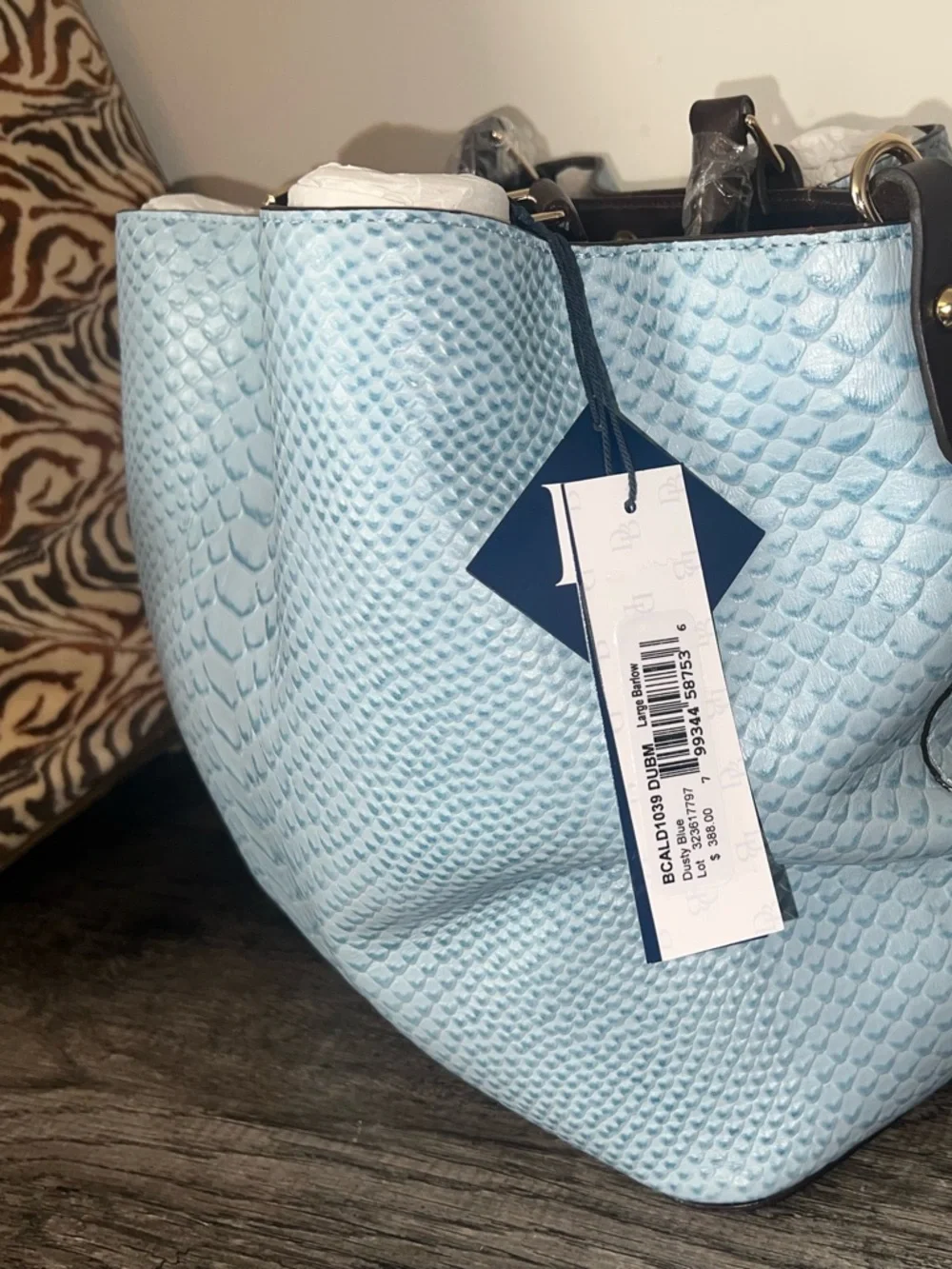 Dooney & Bourke Dusty Blue Textured Tote and Wallet Set - Picture 8 of 13